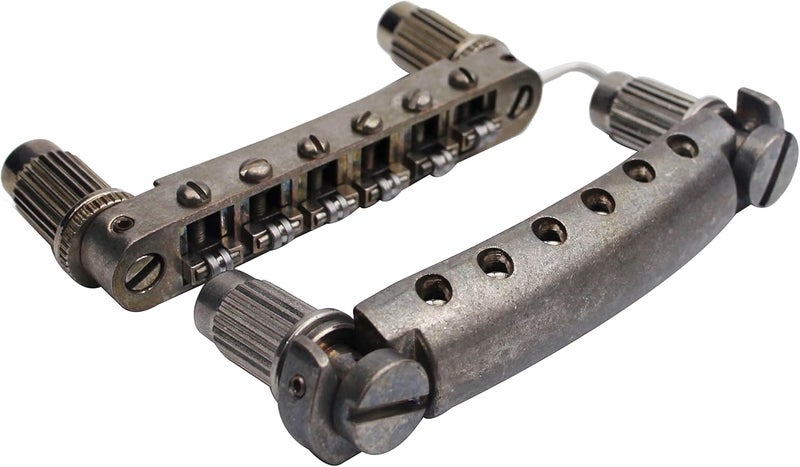 guyker Guitar Tune-O-Matic Bridge and Stop Bar Tailpiece Combo Replacement Compatible with LP SG EPI 6 String Electric Guitar(GS001 + GM005, rust color) - Image 2